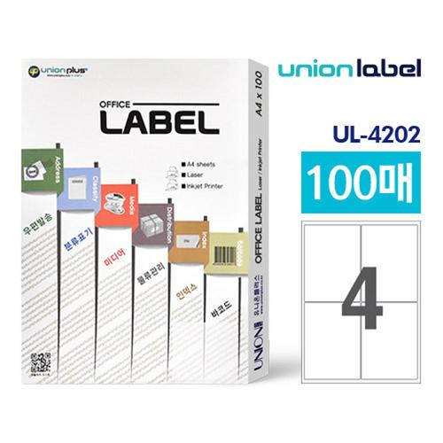 유니온 전산라벨4칸(100매입)99.11x40/ UL-4202