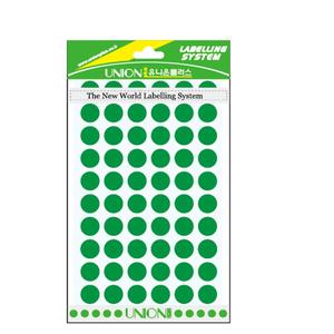 유니온 원형스티커일반 (녹색) 12mm UL-302G/10봉