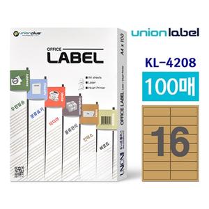 유니온 크라프트라벨16칸(100매입)KL-4208/99x34