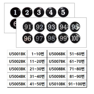 유니온 원형숫자판(검정/41~50)35mm(에폭시)U5005BK