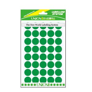 유니온 원형스티커일반 (녹색) 16mm UL-301G/10봉