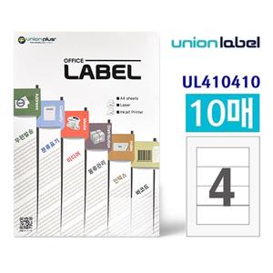 유니온 전산라벨4칸(10매입) UL-410410/159.8x59.8