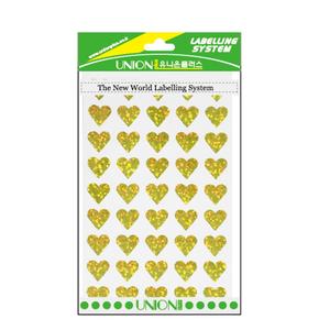 유니온 하트스티커홀로그램(금색)UL-313-6GD/10봉