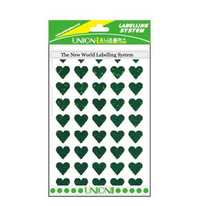 유니온 하트스티커홀로그램(녹색) UL-313-6G/10봉