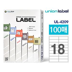 유니온 전산라벨18칸(100매입)100x30.01/ UL-4209