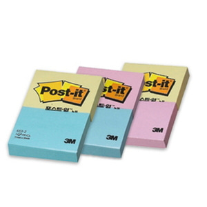 (270개 박스)3M 포스트잇 노랑/크림블루/653-2/2패드